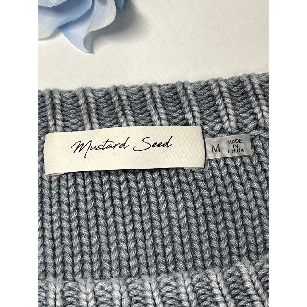 Mustard Seed Heathered Slate Gray Oversized Exposed Seam Knit Sweater Medium‎ - Picture 7 of 10